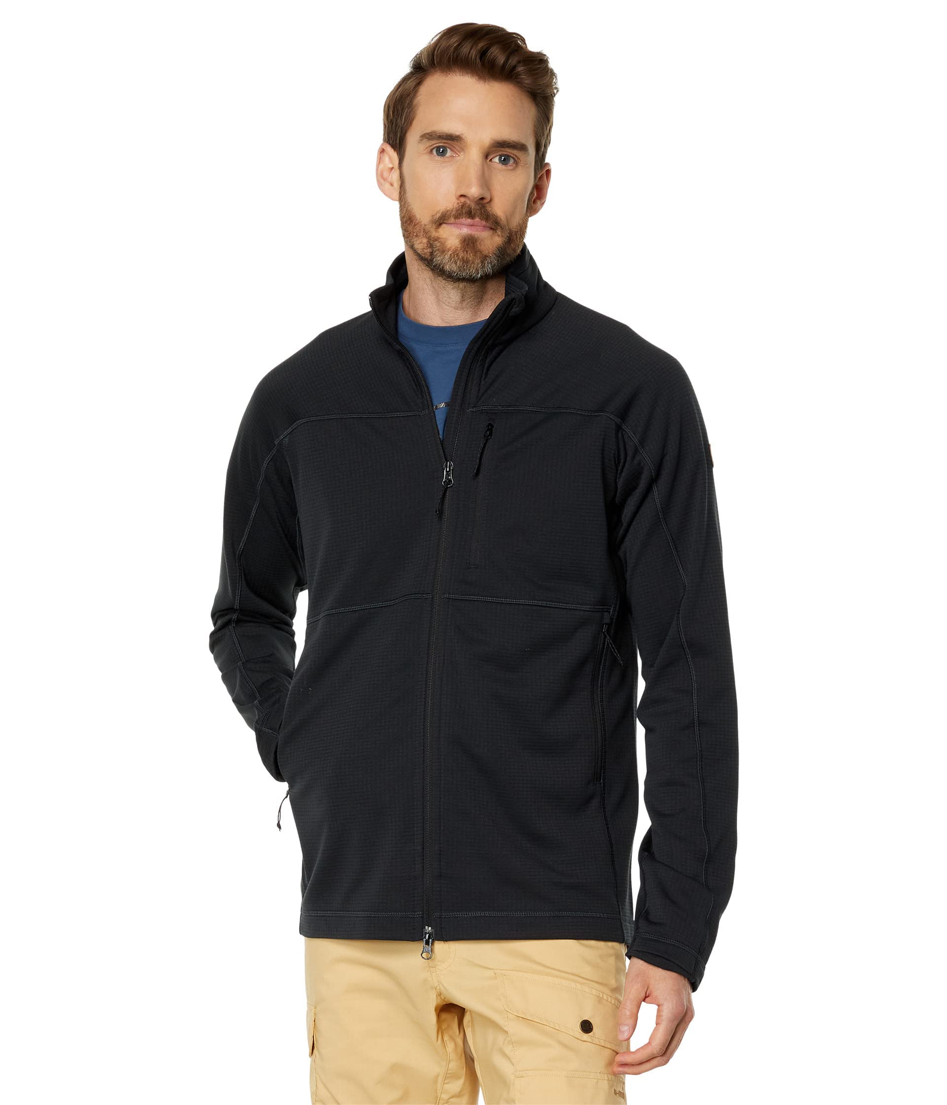 Fjllrven Abisko Lite Mens Fleece Jacket - Breathable, Comfortable, Lightweight Fleece Warmth - Hiking, Trekking, Black, Medium