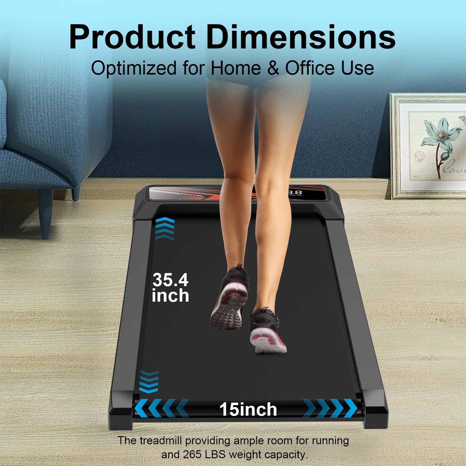 Under Desk Treadmill, Walking Pad Treadmill, 2.5 Hp 265 Lbs Low Noise Walking Pad Incline Led Display With Remote Control Walkin