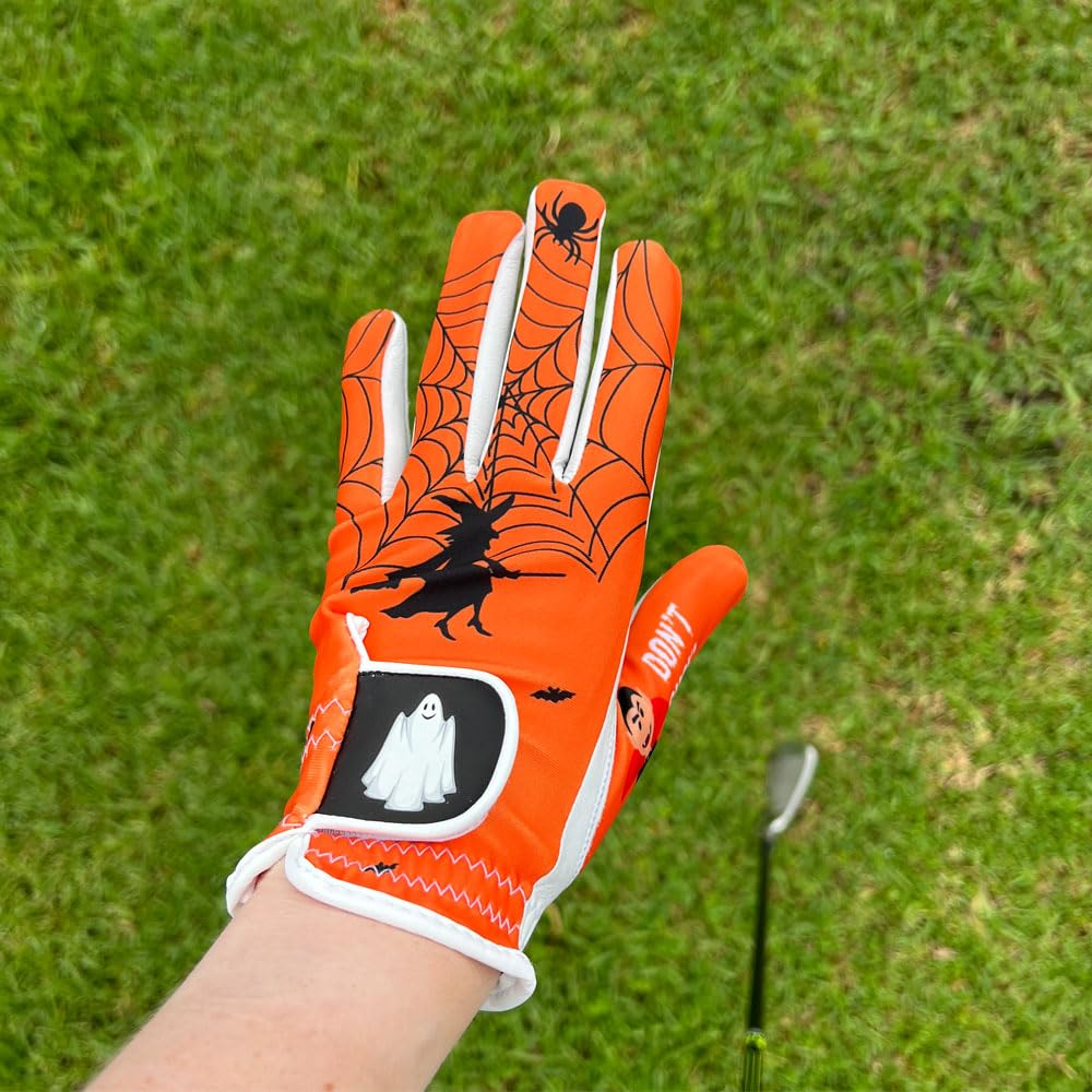 Giggle Golf Women'S Golf Glove (X-Large, Worn On Right Hand, Orange Halloween)