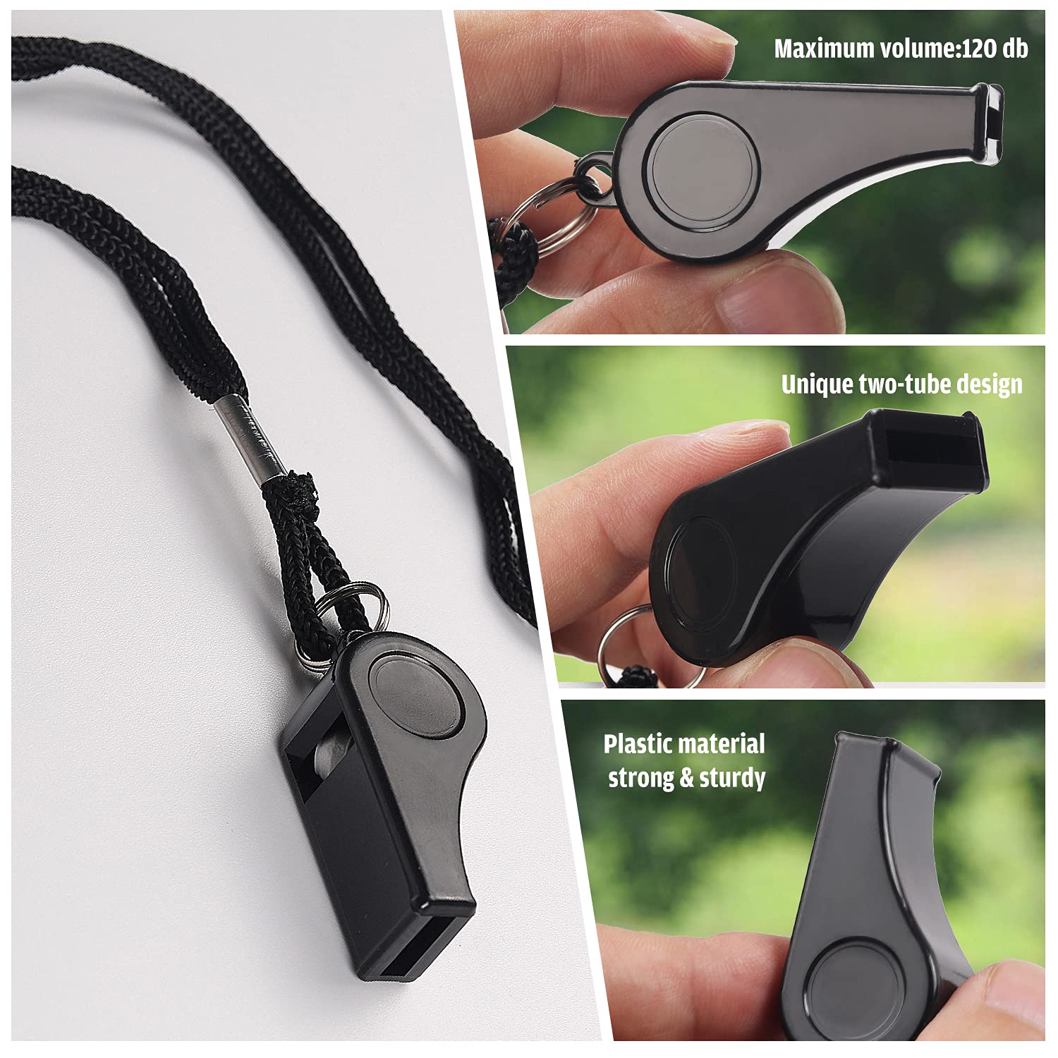 Xxinmoh Whistle With Lanyard For Coaches, Referees, Training, Outdoor Camping Accessories,Dog Whistle, Emergency Survival. (Blac