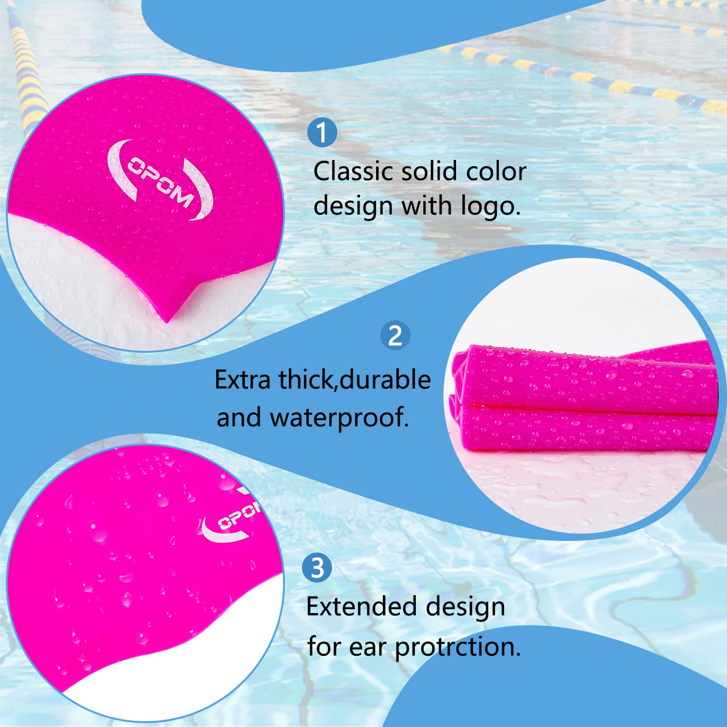 Women Silicone Swimming Cap, High Elasticity Thick Swim Hats For Long Hair, Bathing Swimming Caps For Women And Men Keep Your Ha
