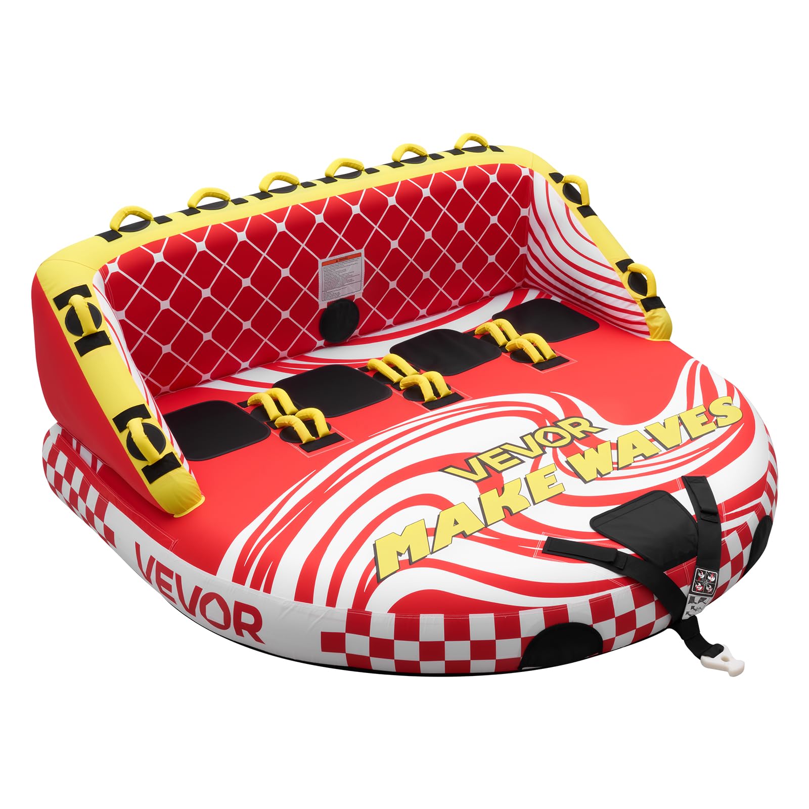 VEVOR Towable Tubes for Boating, 4-Rider Inflatable Towable Tube for Boat to Pull, 680 lbs Capacity Water Sports Boating Tubes -