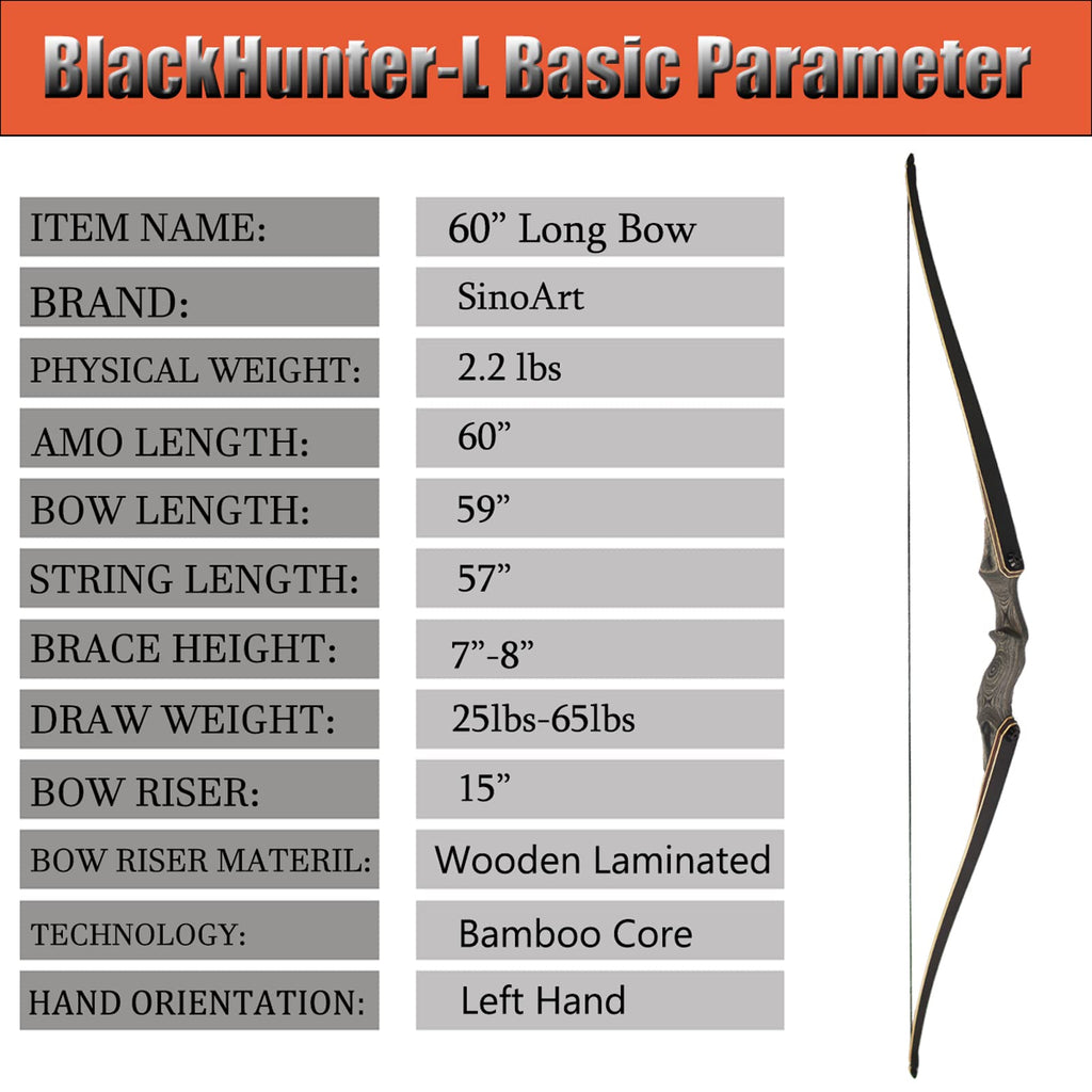 Sinoart 60 Takedown Longbow Archery Wooden Archery Bow Included Fur Rest Pad Stringer Tool Tab String Nocks Right And Left Hand