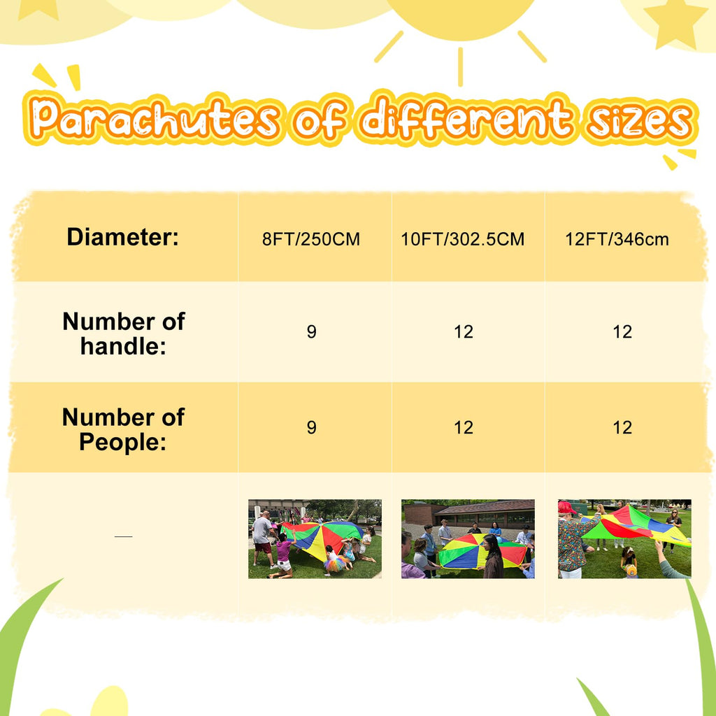 Sonyabecca Parachute 8 Feet For Kids With 9 Handles Play Parachute For 4 8 Kids Tent Cooperative Games Birthday Gift