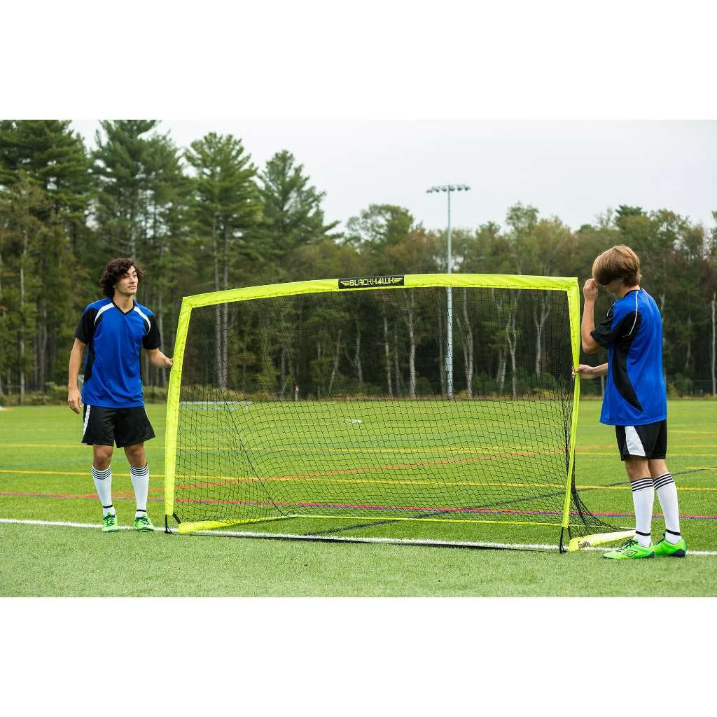 Franklin Sports Blackhawk Backyard Soccer Goal - Portable Kids Soccer Net - Pop Up Folding Indoor + Outdoor Goals - 9' X 5'6'' -