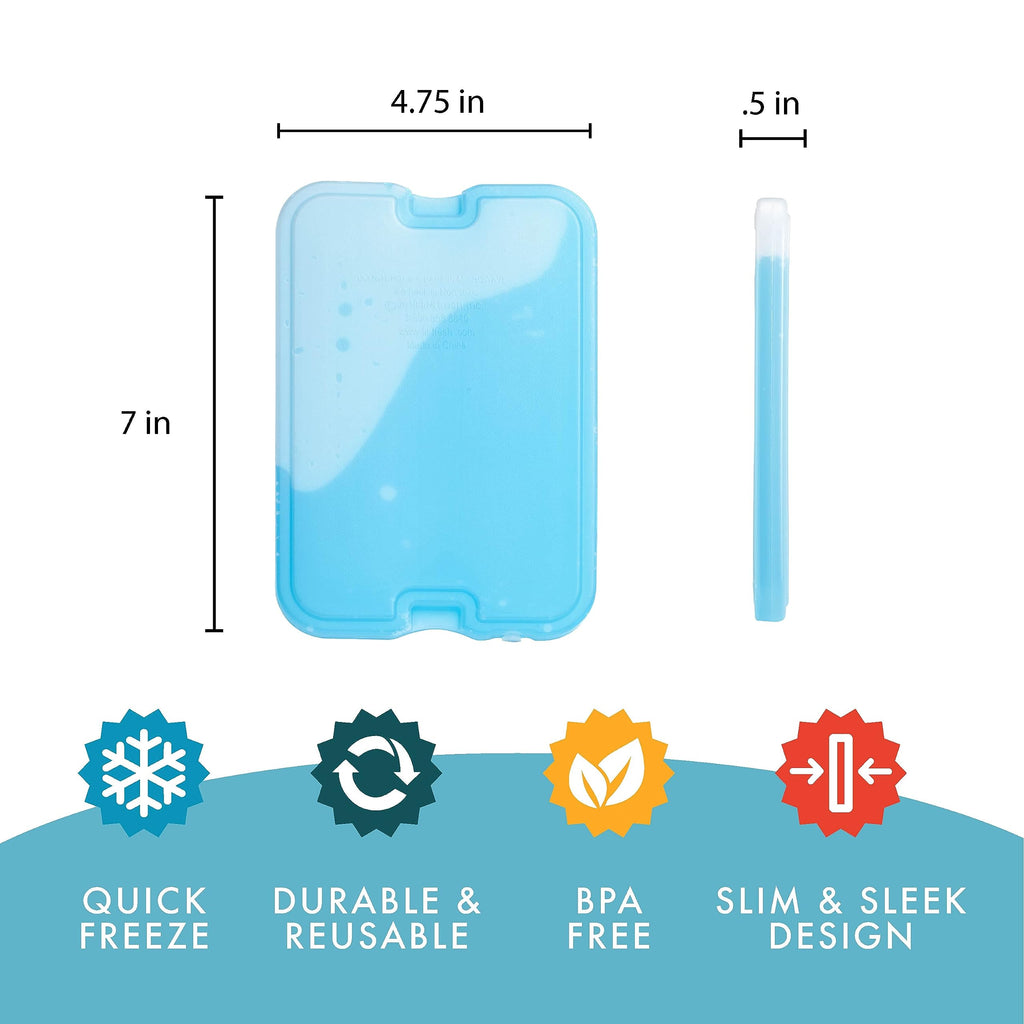 Cool Coolers By Fit & Fresh 4 Pack Xl Slim Ice Packs, Quick Freeze Space Saving Reusable Ice Packs For Lunch Boxes Or Coolers, M