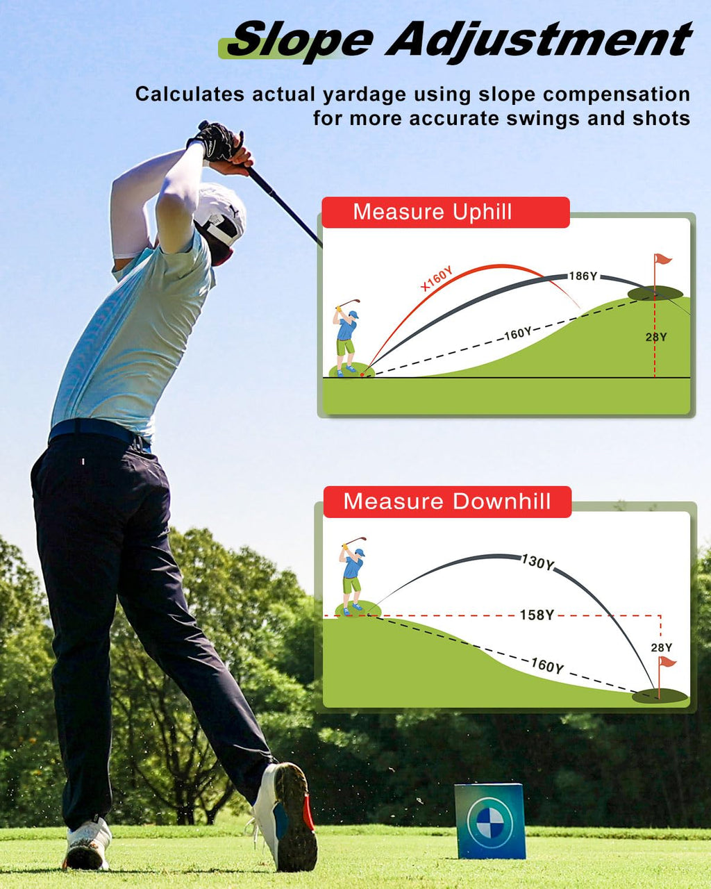 1200 Yards Range Finder Golf, 7X Magnification Golf Rangefinder with Slope, Laser Range Finder with Flag Lock, 0.5 Yard Accuracy