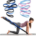 Leyndo 2 Pcs Stretching Strap with 10 Loops -yoga Strap for Physical Therapy, Non-elastic Exercise Straps for Home Workout, Pila
