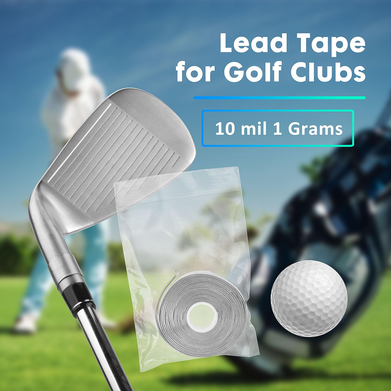 Lead Tape For Golf Pickleball Paddles 1/2 Inch, 1 Grams Per Inch High Density Self-Adhesion Lead Tape 100 Inch, 10 Mil