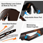 Haayot Polarized Cycling Glasses,Sports Sunglasses For Men Women,Baseball Biking Running Fishing Sunglasses With 5 Interchangeab