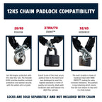 Abus Hardened Steel 12Ks 2 Foot 1/2'' Thick Square Security Chain For Bikes, Containers, Trailers, Atv'S, Motorcycles And Person