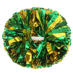Lovecheer 2Pcs Pom Poms Cheerleading Green And Gold Metallic Cheer Pom Poms With Baton Handle For Sports Team Spirit Party Cheer