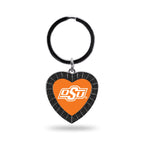 Rico Industries Ncaa Oklahoma State Cowboys Ncaa Rhinestone Heart Colored Keychain, Black, 3-Inches In Length