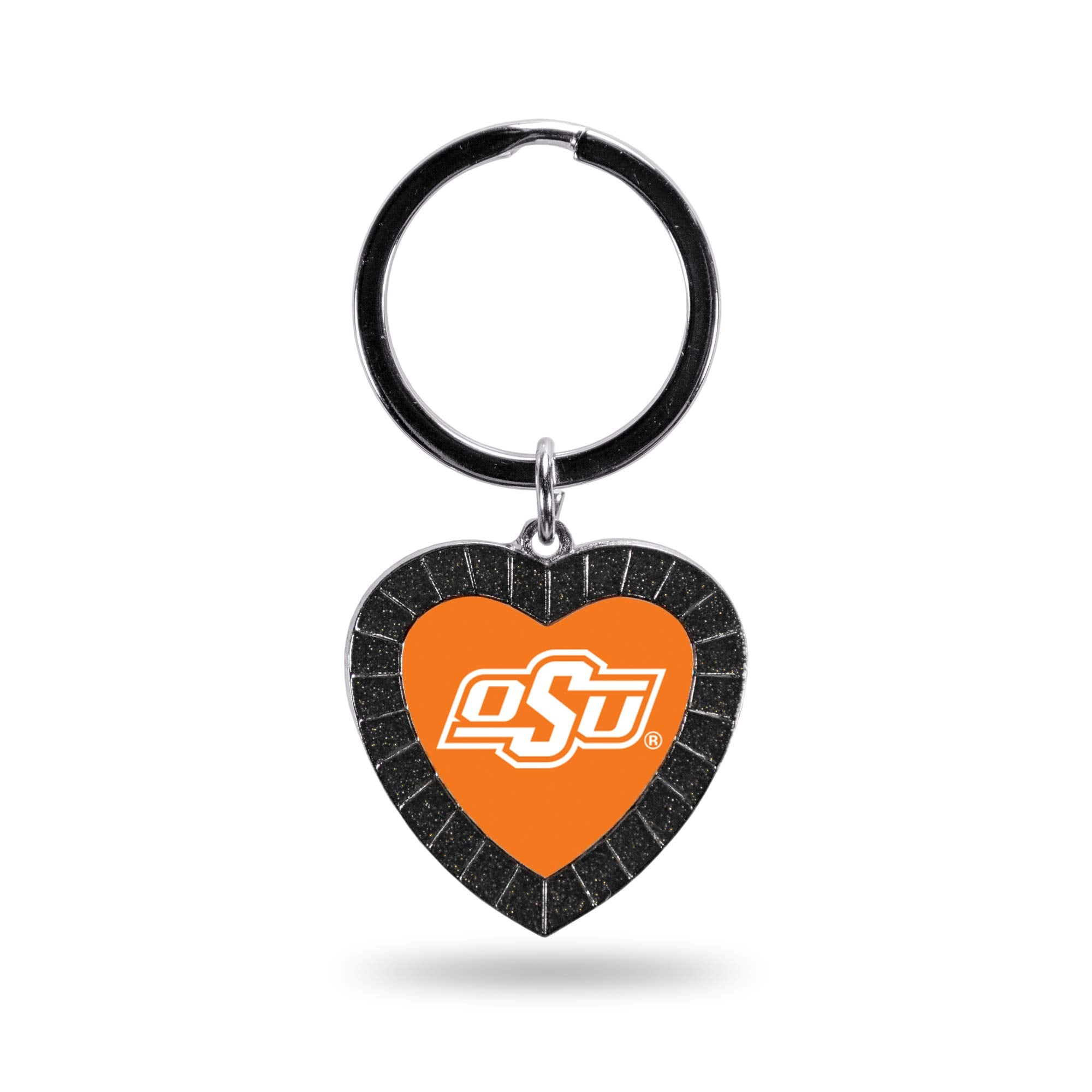 Rico Industries Ncaa Oklahoma State Cowboys Ncaa Rhinestone Heart Colored Keychain, Black, 3-Inches In Length