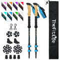 Thefitlife Carbon Fiber Trekking Poles - Collapsible And Telescopic Walking Sticks With Natural Cork Handle And Extended Eva Gri