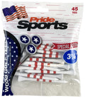 PrideSports 3-1/4 Pride Performance Wood Golf Tees - Special Edition Stars and Stripes - 45 Count - Designed for Less Friction a