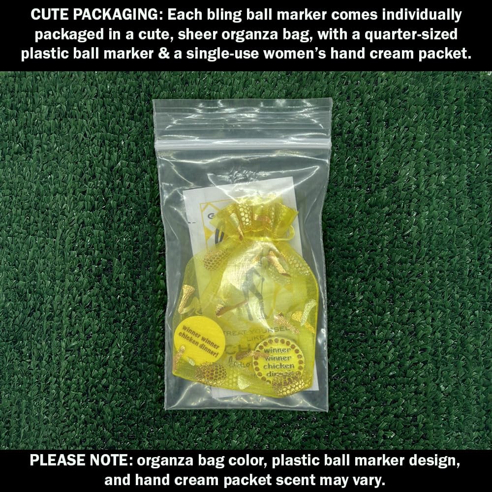 Giggle Golf Bling Winner Winner Golf Ball Marker With A Chicken Hat Clip