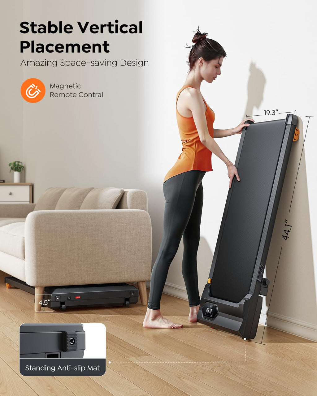 Acezoe Under Desk Treadmill with Incline, Walking Pad for Home Office, 10% Elevation, 285lbs Capacity, Compact Portable Treadmil