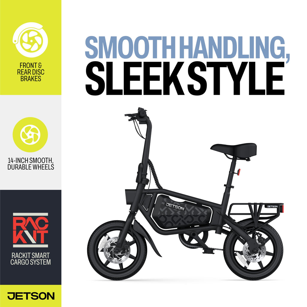 Jetson Bolt Pro Max Electric Bike, Pedal Assist, Foldable, Built-in Carrying Handle, Lightweight Frame, LED Headlight, Cargo Rac