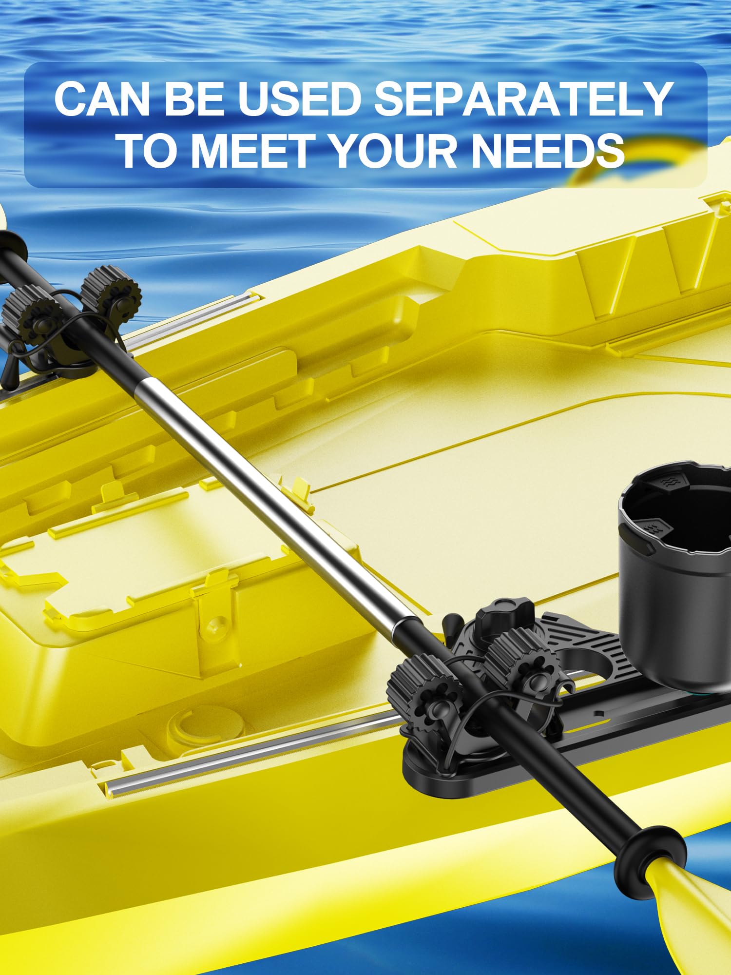 Doubleheader With Dual Kayak Paddle Holder, Kayak Paddle Holder With Two Security Tethers, Multi-Functional Dual Head Kayak Trac
