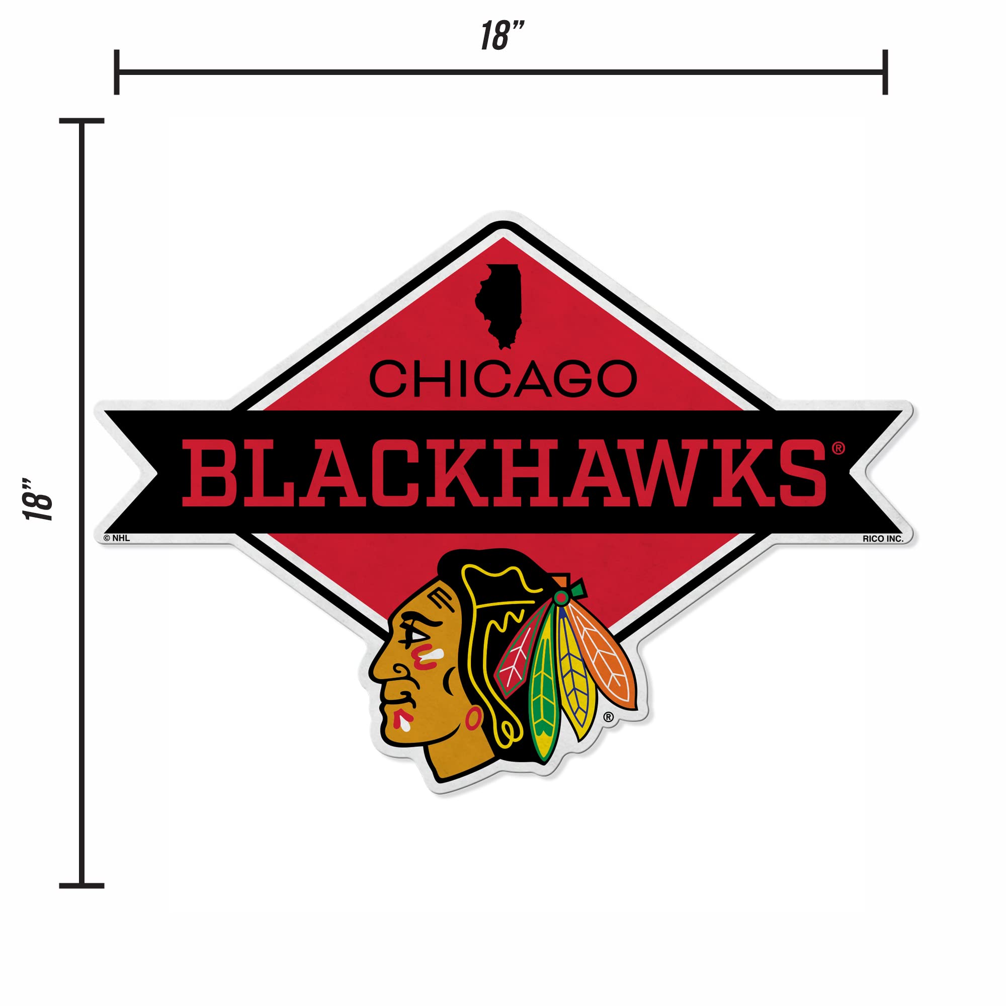 Rico Industries Nhl Chicago Blackhawks Diamond Shape Cut Pennant - Home And Living Room D  Cor - Soft Felt Ez To Hang