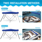 Naviskin Pacific Blue 3 Bow 6L X 46 H X 79-84 W Bimini Top Cover Includes Mounting Hardwares,Storage Boot With 1 Inch Aluminum F