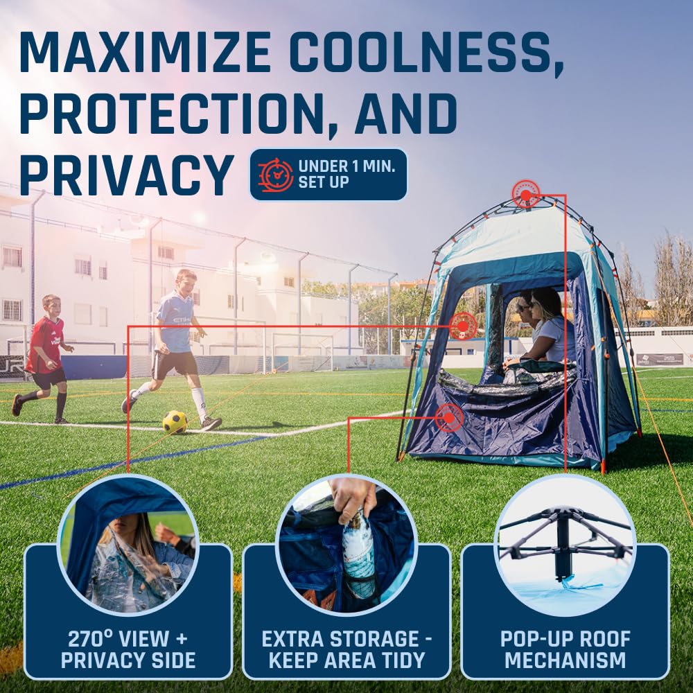Fofana Pop Up Tents For Camping - 4-Person Dome, Blue - Windproof & Water-Resistant Cold Weather Tent & Pop Up Shelter With 270-