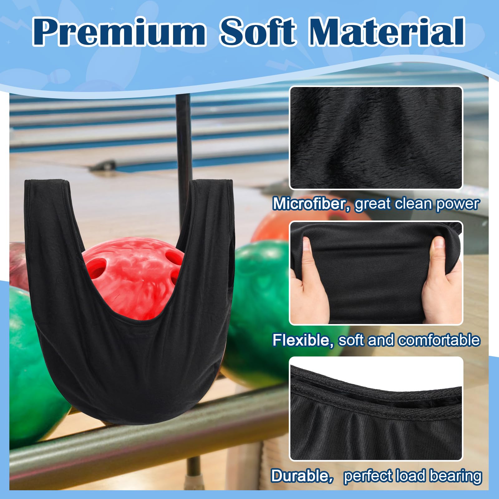Coitek Bowling Seesaw Bag 2 Pack, Bowling Polisher Bag Carrier Ball Cleaner Holder Bag Bowling Cleaner Towel(Black)