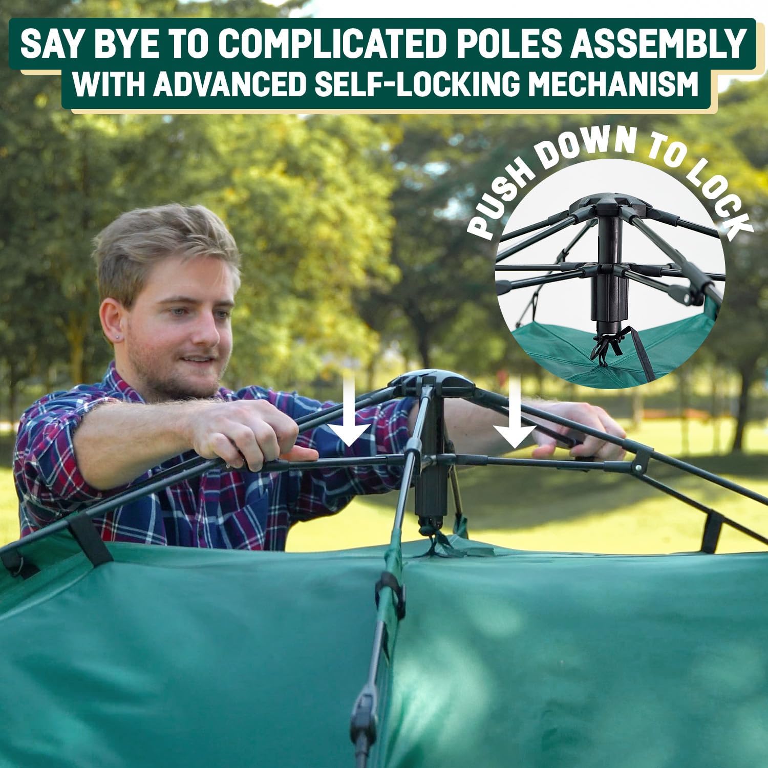 Reactive Outdoor Tent - 3 Second Tent - 3 Sec Instant Pop Up - Easy And Quick Setup Camping - 1 Person Setup Waterproof Double L