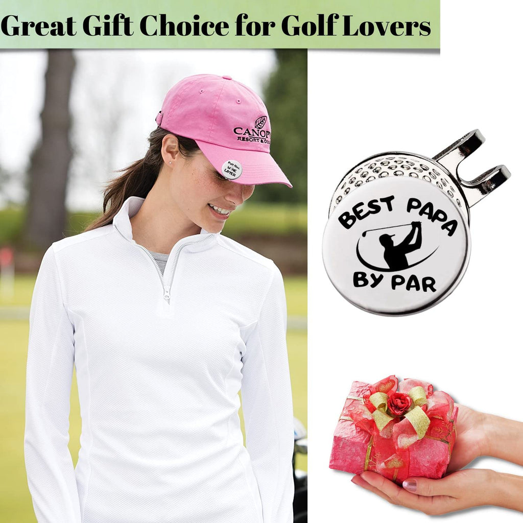 Golf Ball Marker With Magnetic Hat Clip, A Perfect Golf Gift For Men Or Women - Best Papa By Par, Golf Accessories For Men Or Wo