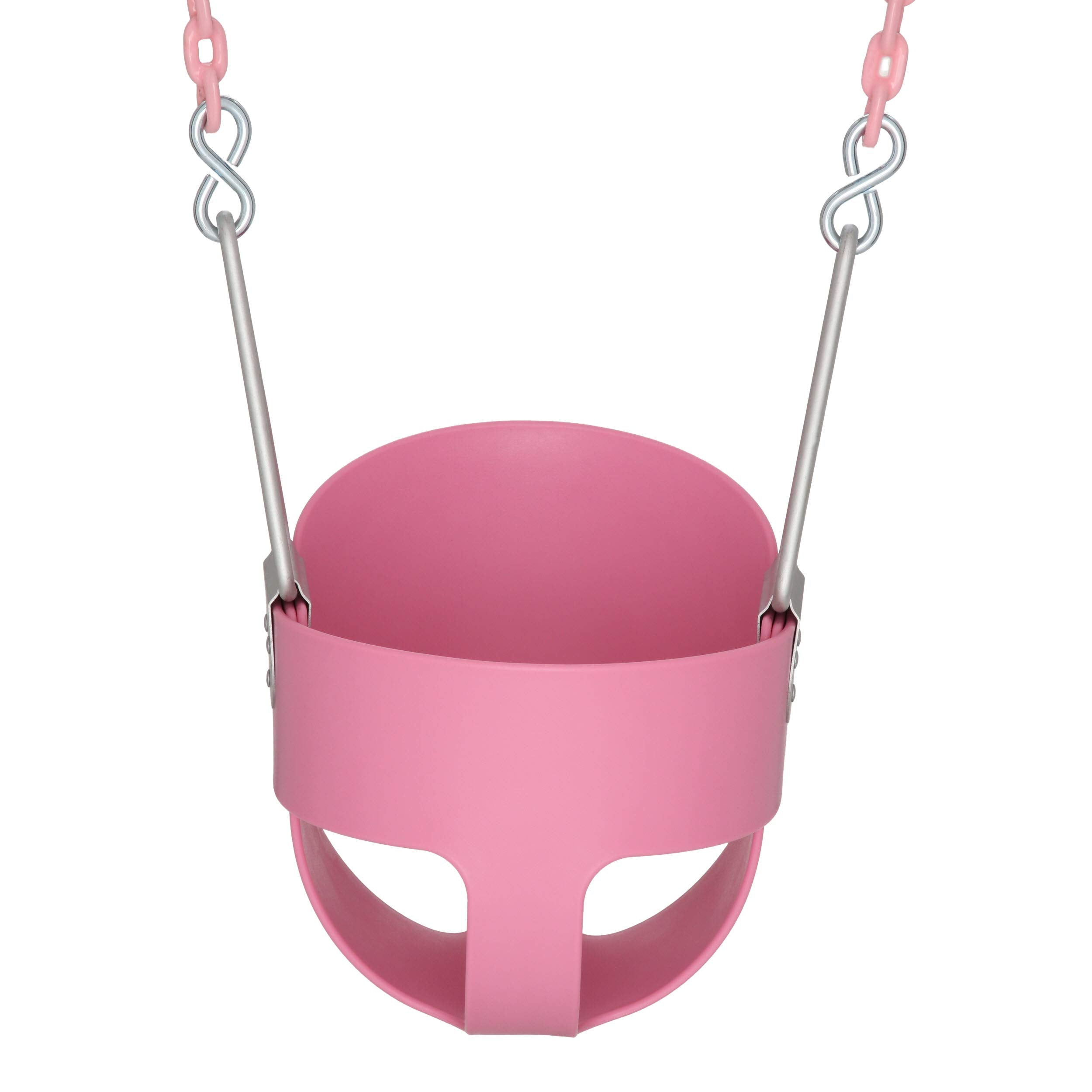 Gorilla Playsets 04-0008-Pk/Pk Full Bucket Toddler Swing, Pink Bucket, Pink 60'' Plastic Coated Chains, 50 Lb Capacity