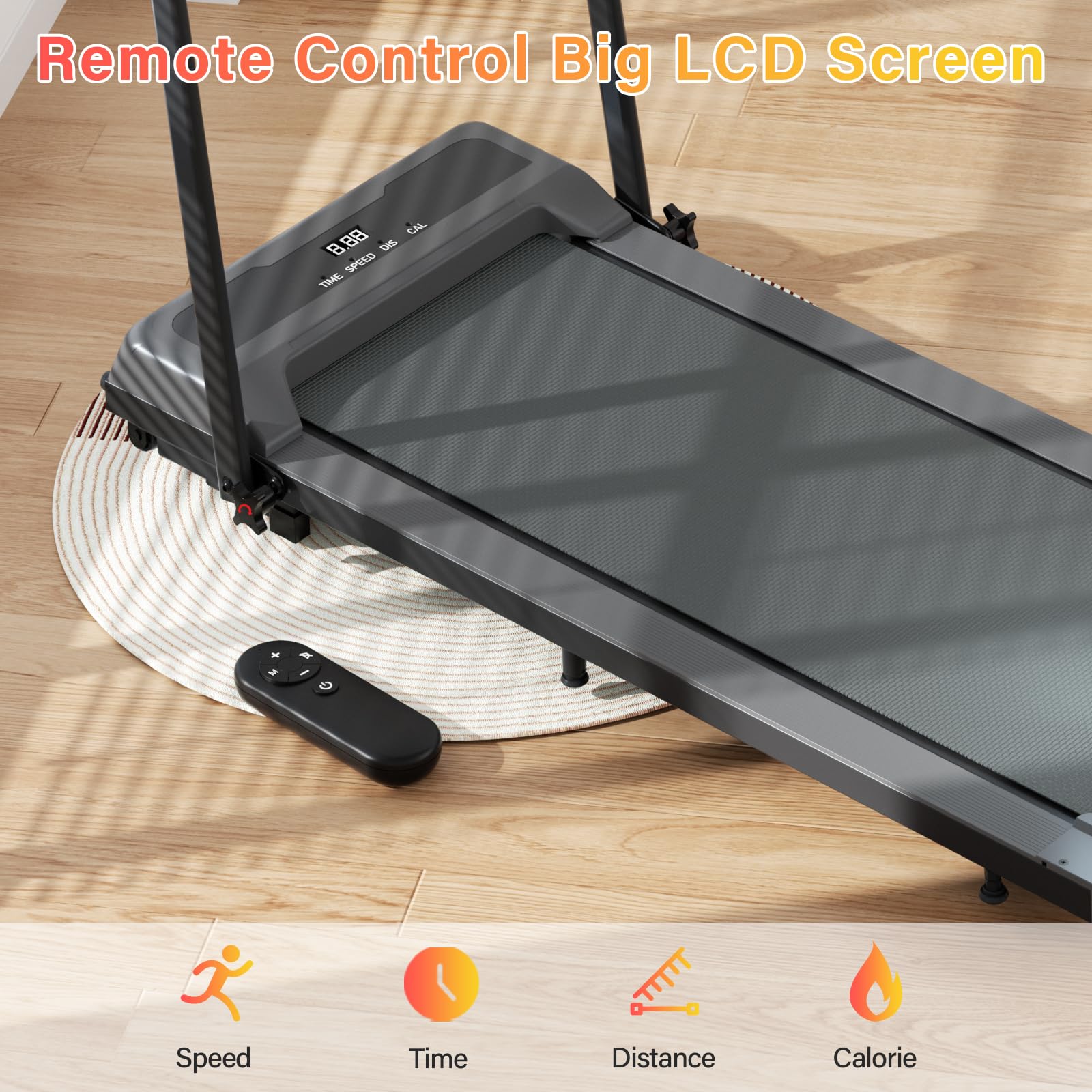 Howhai Treadmill, Walking Pad, Treadmills For Home Foldable With Handle Bar, 6.2 Mph Running Treadmill With Remote Control And L