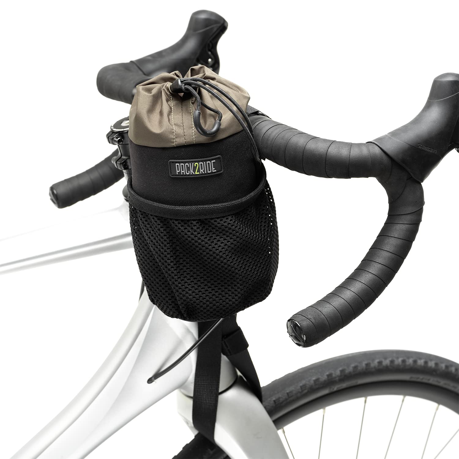 Pack2Ride Bongo Bike Handlebar Bag - Water Resistant & Durable Fabric Bicycle Water Bottle Holder, Secure Attachment Bikepacking