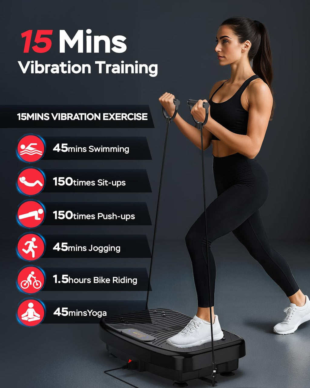 GDCOO Vibration Plate Exercise Machine with App Control, Smart Vibration Plate for Lymphatic Drainage, Adjustable Speed 1-200 Fu