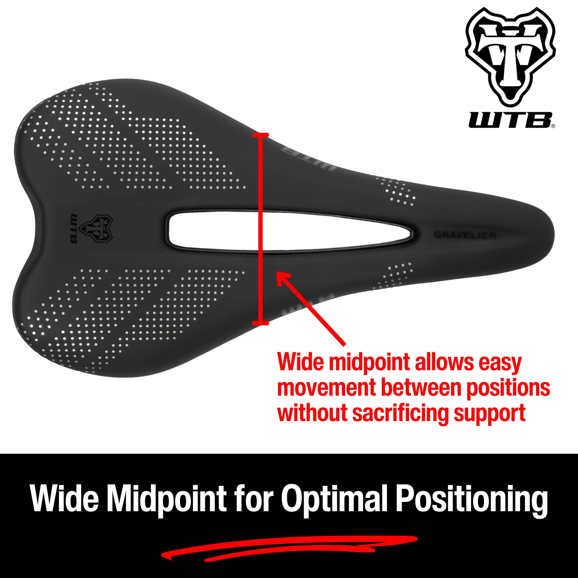 WTB Gravelier Bike Seat (Saddle) - Fusion Form Base - Mountain, Gravel, Road & Bikepacking (Titanium Rail)