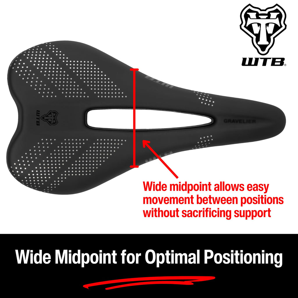 WTB Gravelier Bike Seat (Saddle) - Fusion Form Base - Mountain, Gravel, Road & Bikepacking (Titanium Rail)
