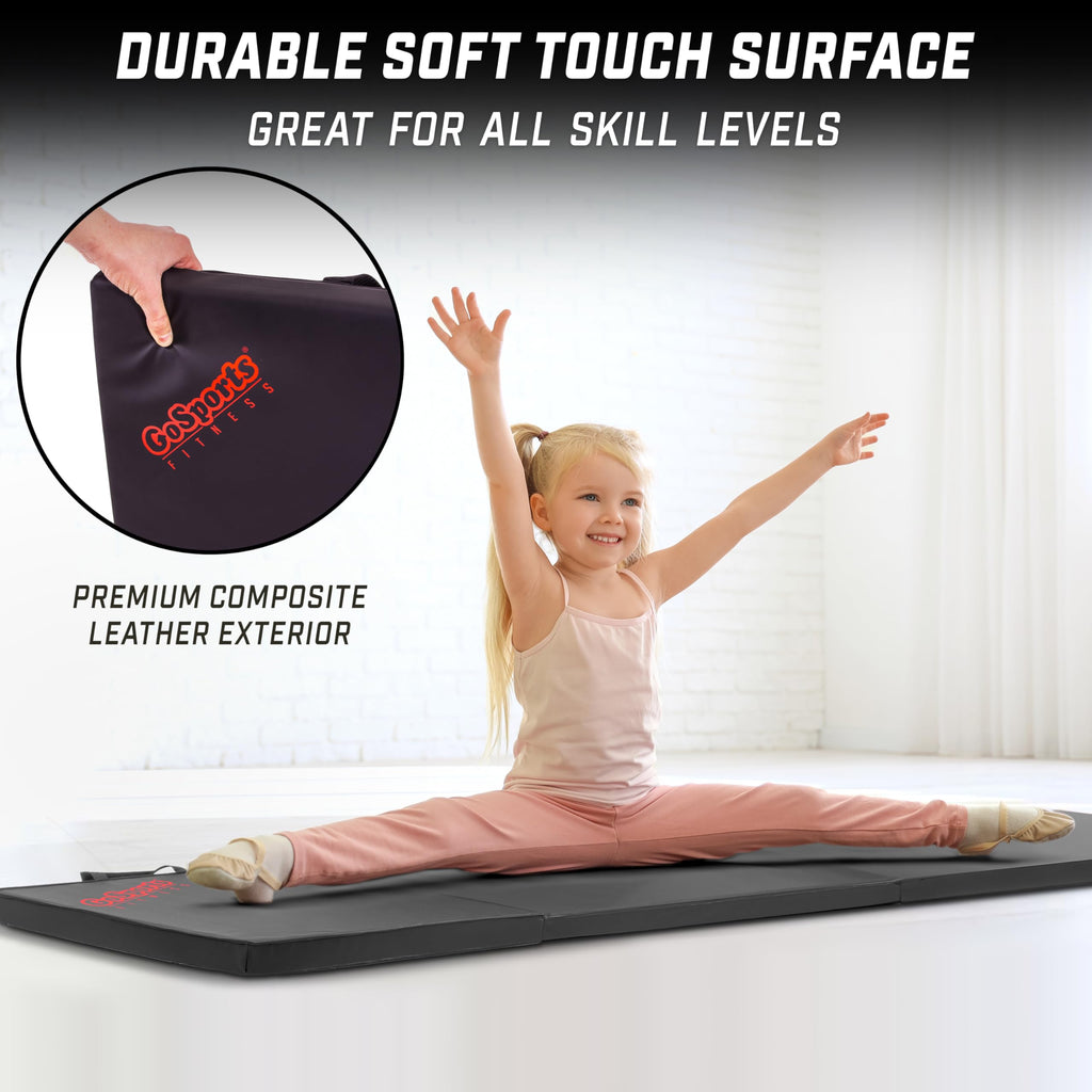 Gosports 2 Inch Thick 6 Ft X 2 Ft Tri-Fold Exercise Fitness Mat - Great For Workouts, Yoga, Stretching