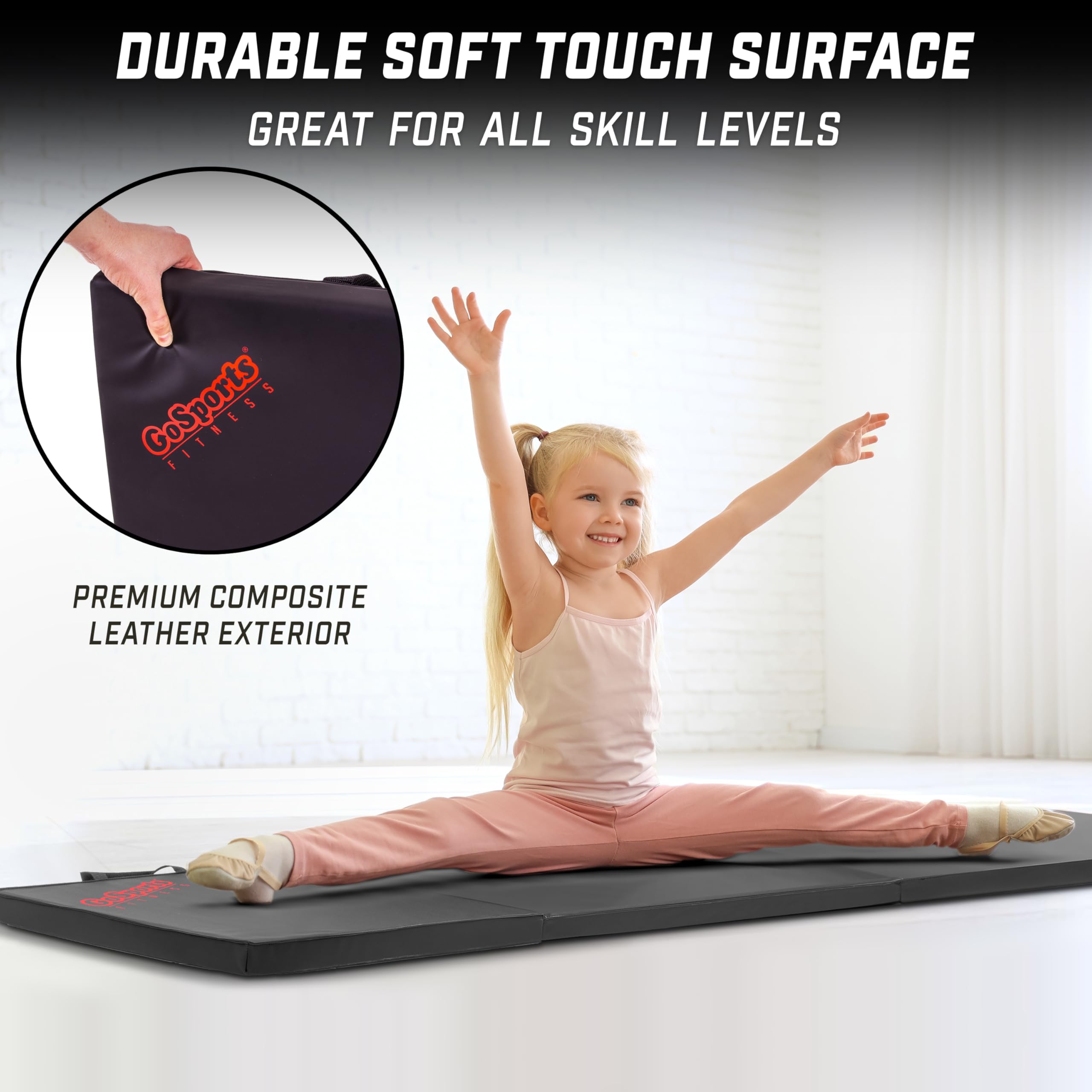 Gosports 2 Inch Thick 6 Ft X 2 Ft Tri-Fold Exercise Fitness Mat - Great For Workouts, Yoga, Stretching