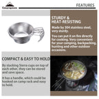 Campingmoon 4Pcs Set Stainless Steel Camping Sierra Cup 310Ml With Storage Case S220-4P+B