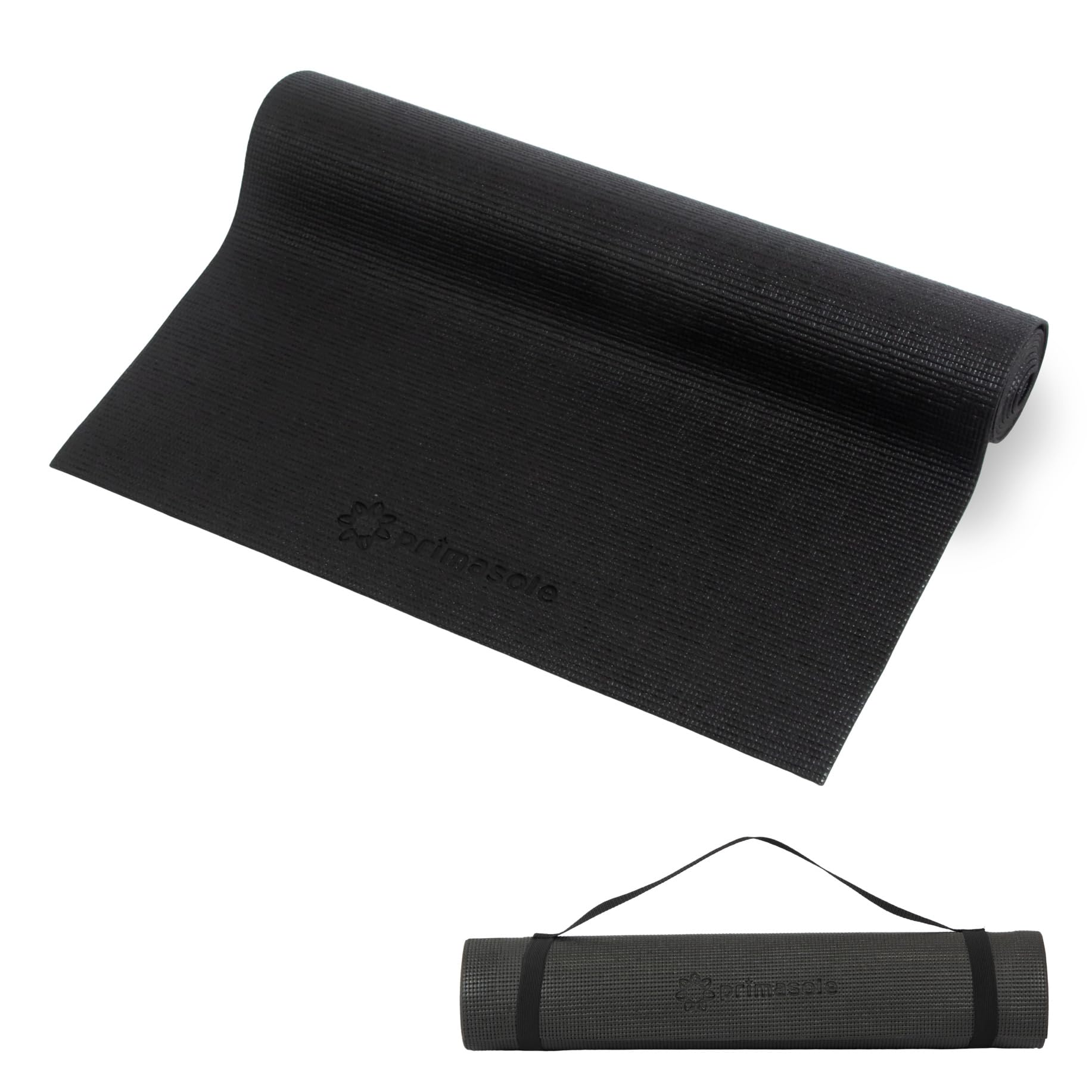Primasole Yoga Mat With Carry Strap For Yoga Pilates Fitness And Floor Workout At Home And Gym 1/3 Thick (Black Color) Pss91Nh04