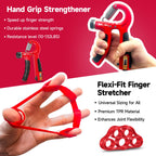 Fitbeast Hand Grip Strengthener Set Dual Counting Hand Grippers, Grip Ball, Grip Ring & Finger Stretch Band For Improved Grip &