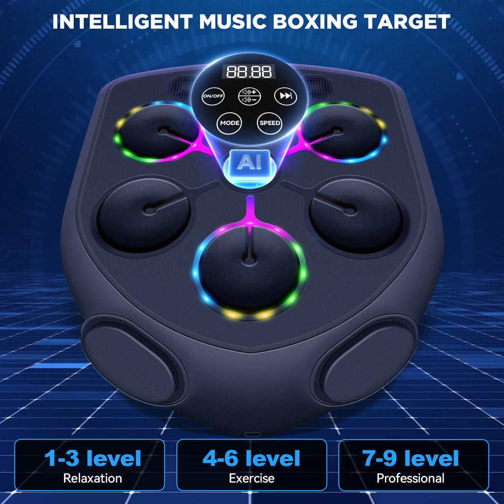 JUOIFIP Music Boxing Machine,Smart Boxing Machine for Adults with Boxing Gloves,9 Modes & 9 Speeds Wall Mounted Music Punching M