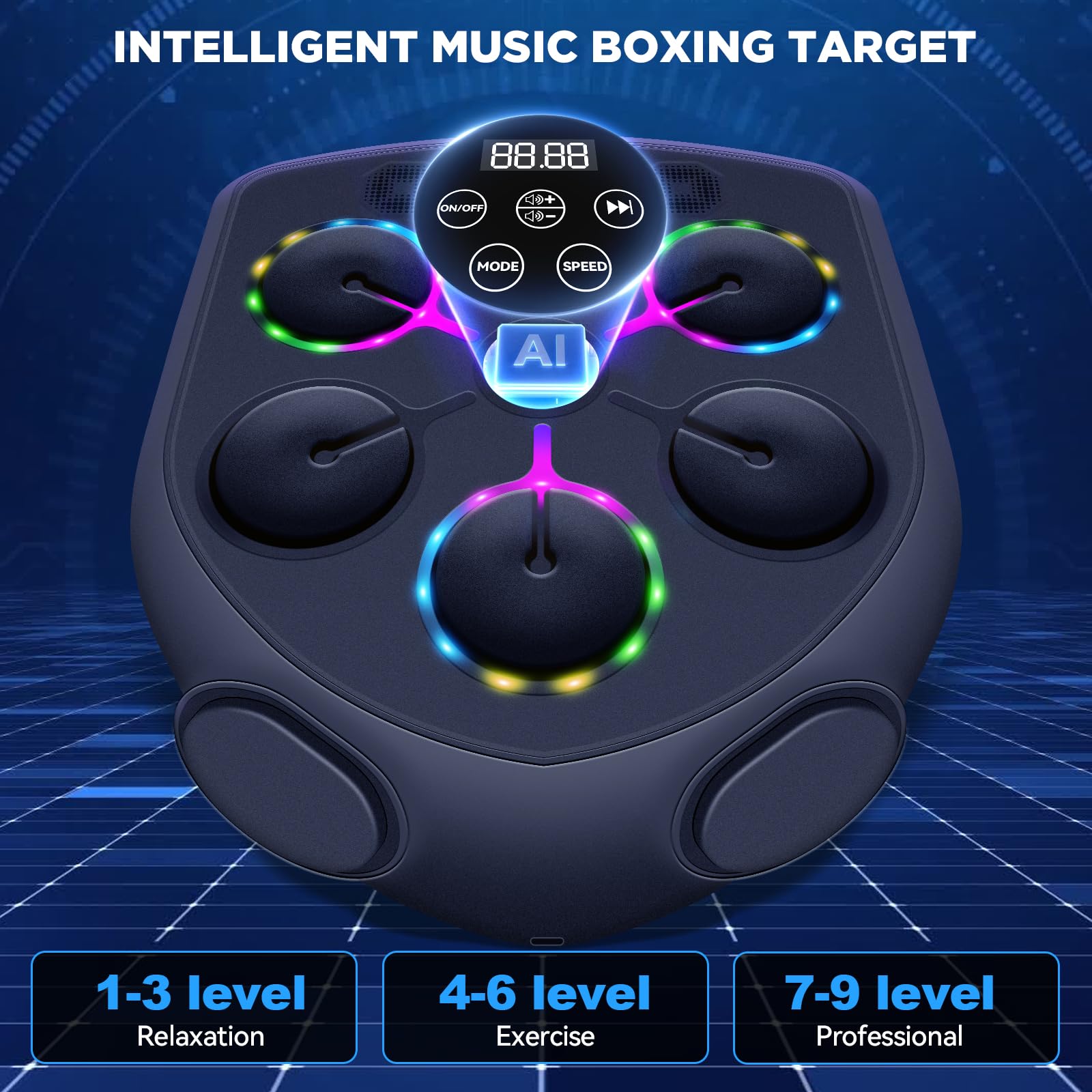 JUOIFIP Music Boxing Machine,Smart Boxing Machine for Adults with Boxing Gloves,9 Modes & 9 Speeds Wall Mounted Music Punching M