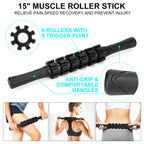 Foam Roller Set - High Density Back Roller, Muscle Roller Stick,2 Foot Fasciitis Ball, Stretching Strap, Peanut Massage Ball For