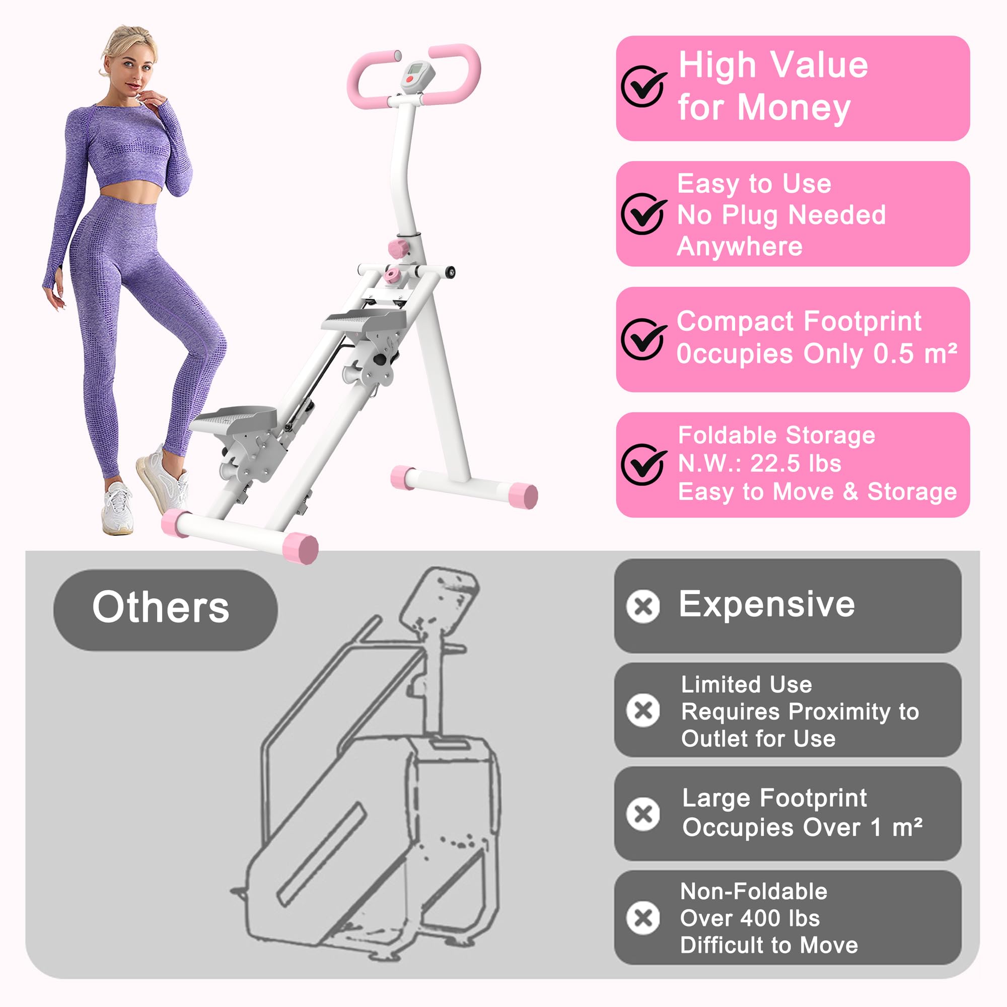 Stair Stepper For Home Gym Exercise, Vertical Climber Exercise Machine For Full Body Workout, Compact Folding Cardio Exercise Cl