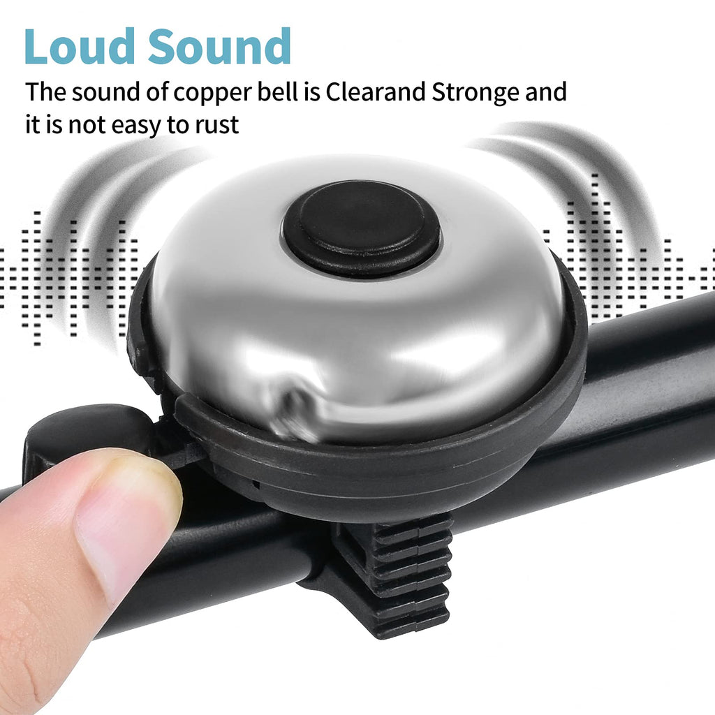 Xthuge Classic Bike Bell, Aluminum Bicycle Bell, Loud Crisp Clear Sound Bicycle Bike Bell For Adults Kids(Silver-Left Hand Use)