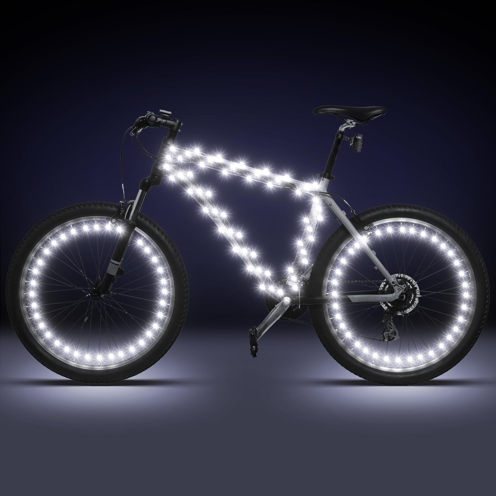Woanger 3 Pcs LED Bike Lights for Night Riding Bicycle Wheel and Frame Lights Battery Powered Bike Accessories Gifts for Adults 