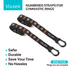 Vulken Adjustable Numbered Straps For Gymnastic Rings Carabiners Quick Hook System Easy To Set Up One Pair Strap Only