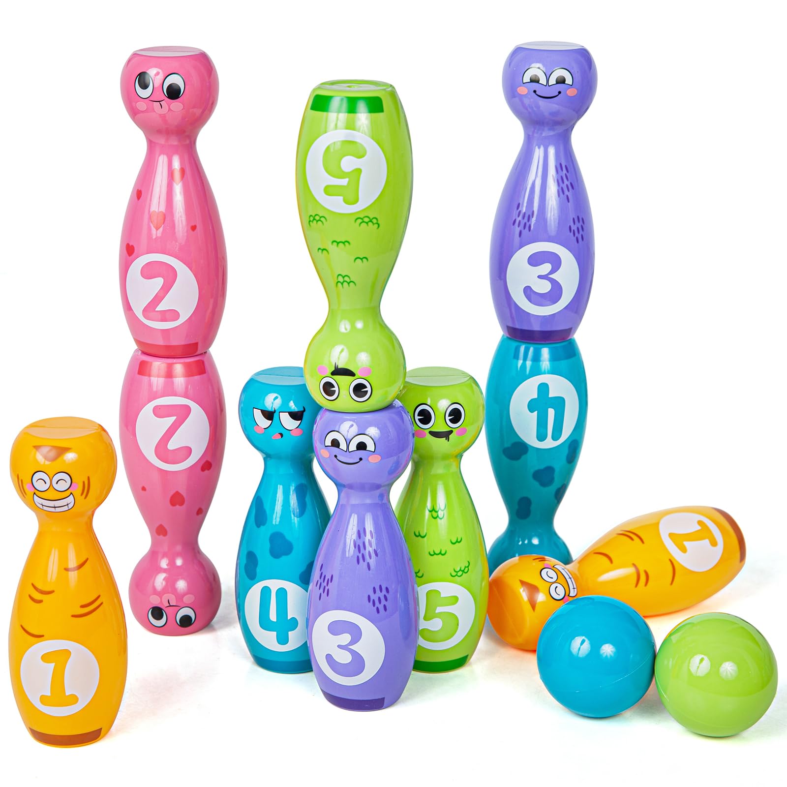 MIDOCCHIO Bowling Set for Kids 2-5, Bowling pins for Kids, Indoor Activity Games, Birthday Gifts for Boys Girls 5-7 (Includes 10