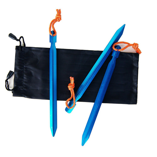 12 Pack Tent Stakes, 7075 Ground Metal Camping Aluminum Tent Pegs, Lightweight Stakes Heavy Duty Spikes Camping Accessories, Blu